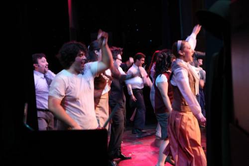 Finale of 9 to 5 with some of the crazy cast.  Photo by B. Heninger